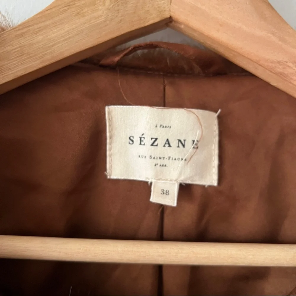 Sezane Lio Coat Rust Faux Fur Jacket Modacrylic Parisian Chic Size 6​